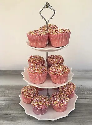 3 TIER CERAMIC SERVING STAND CUPCAKE HOLDER For Any Occasion • $13.99