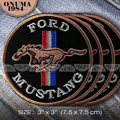 4x MUSTANG Patch Iron On Clothing Jacket Outfit Racing Ford Roadster Horsepower • $9.99