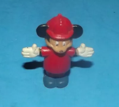 MICKEY MOUSE Fireman PVC Figure Arms Wide Open 1.5  Disney Figure Vintage Toy • $11