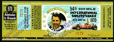 1 1970 INDIANAPOLIS INDY 500 AUTO RACING UNUSED FULL TICKET  Laminated  Reprint • $9