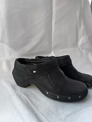 Merrell Womens Luxe Wrap Black Leather Slip On Low Top Clogs Shoes Sz 6 • $24