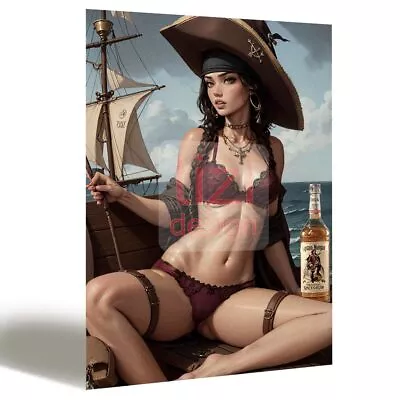 Tin Metal Aluminium Plaque | Poster | Canvas Sexy Pin-up Captain Morgan 27567 • £10.99