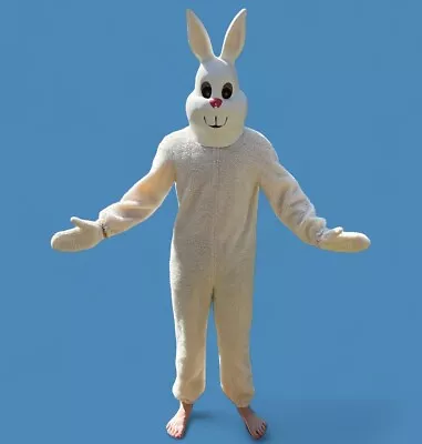 Easter Bunny Rabbit Furry Costume Suit Outfit Blowmold Head Vintage Adult SMALL • $59.99