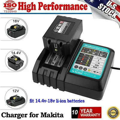 For Makita BL1830 BL1815 BL1820B 18V LXT Lithium 3Ah 6Ah DC18RC Battery Charger • $20.89
