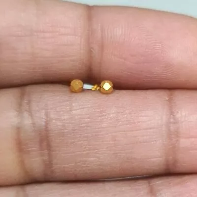 22ct Yellow Gold Facetted Bead Children's Stud Earrings Screw Back With Cover • £65