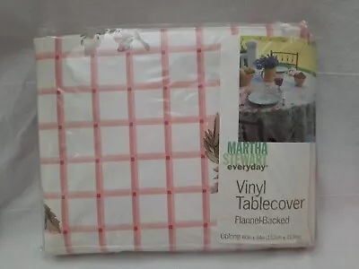 VTG Martha Stewart Everyday Vinyl 60x84 Flannel-Backed Tablecloth Cherry Blossom • $20.95