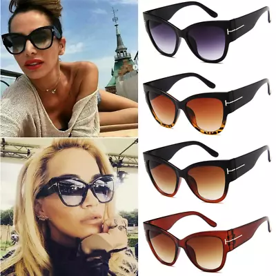 $6.92 • Buy Sunglasses Women Vintage Oversized Cat Eye Large Gradient Glasses Gold Decoratio