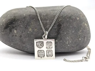 £65 • Buy Vintage Solid Silver Hallmarked Edinburgh Square Ingot Pendant, Chain Necklace.