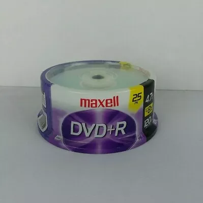 New MAXELL DVD+R 4.7 GB 16X 120 Min Media Disks 25 Count Spindle Storage Media  • $4.05