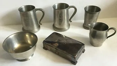 Lot Of 6 Portland Maine Yacht Club Pewter Mugs  Silver-Plate Trophies C1951-1969 • $59