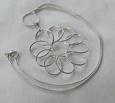 Handmade Unusual Silver Plated Wire Wrapped Flower Pendant Chain Necklace - Gift • £4.99