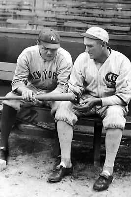 Poster Many Sizes; Babe Ruth And Shoeless Joe Jackson Looking At One Of Ruth's • $160.11