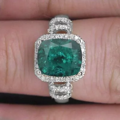 14KT White Gold 1.70Ct 100% Natural Zambian Emerald IGI Certified Diamond Ring • $871.87