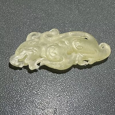 Vintage Mutton Fat Jade Dragon Pendant Amulet Good Fortune • $29