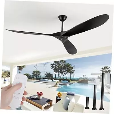 Outdoor Ceiling Fan No Light 70 Inch Large Ceiling Fan With Remote 6 Black • $301.32