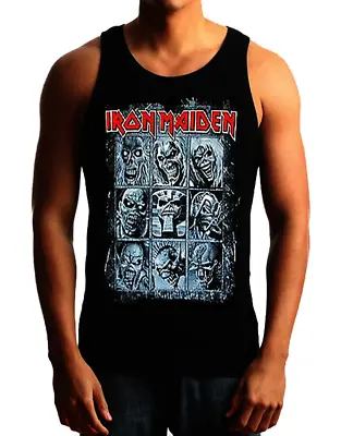 IRON MAIDEN 9 FACES Heavy Metal Band Black Tank Top • $12.99