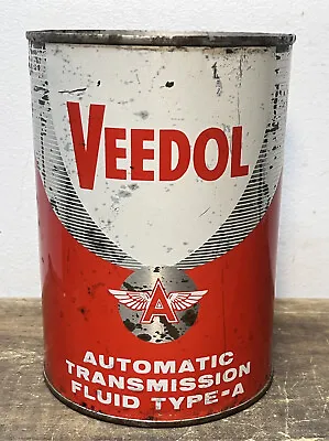 Vtg Veedol ATF Auto Trans Fluid 1 Quart Oil Can Tin FULL Tidewater Oil Flying A • $75