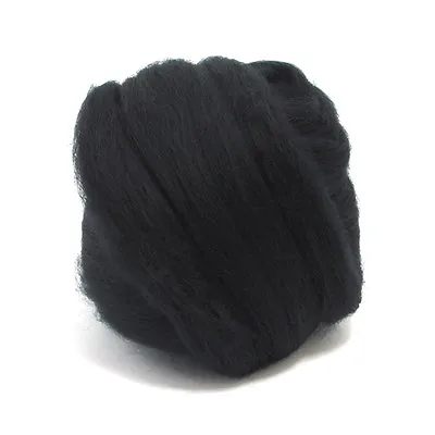 100g Dyed Merino Wool Top Raven Black Dreads Needle Spinning Felting Roving • £6.99