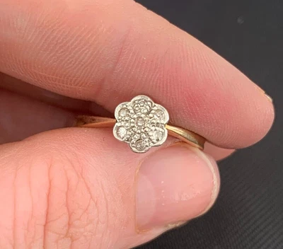 £56 • Buy 18ct Gold Diamond Daisy Cluster Ring, 1920's Art Deco Period JH 18k 750