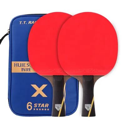 $39.54 • Buy 2Pcs 6 Star Wenge Wood Carbon Fiber Table Tennis Racket Set Ping Pong Paddle Bat