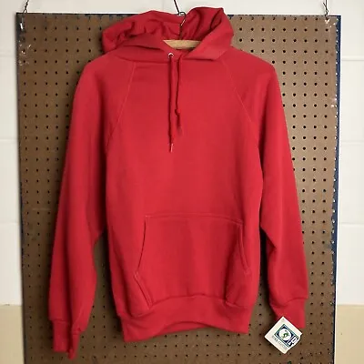 Vintage Discus Athletic Hoodie Sweatshirt Red Blank Size Small 80s NOS NWT • $34.80