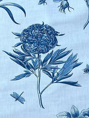 £19.99 • Buy SANDERSON CURTAIN FABRIC DESIGN  Etchings & Roses  0.80 METRE CHINA BLUE