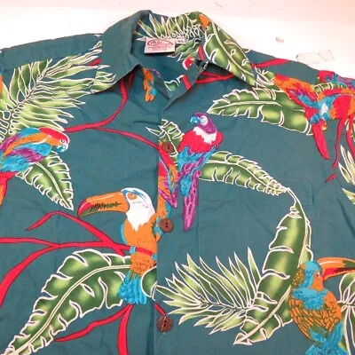 GO BAREFOOT HAWAII ALOHA MAGNUM PI HAWAIIAN BAHAMA SHIRT XS Parrot Toucan Bird • $16.99