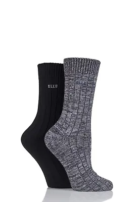 £10.99 • Buy Elle Ladies Chunky Ribbed Boot Socks For Walking And Hiking In A Multipack Of 2
