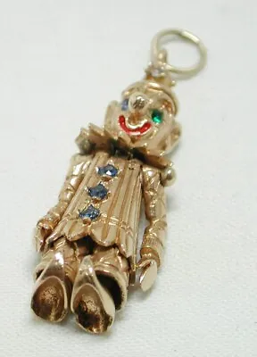 9ct Gold Large Articulated Clown Shaped Pendant 21652 • £327.80
