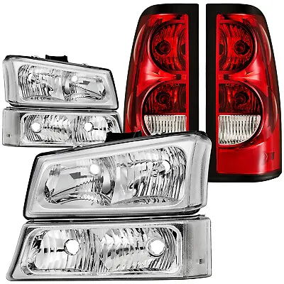 Headlight & Tail Lights Assembly Compatible With 03-06 Chevy Silverado Chrome • $119.99