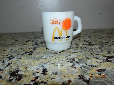 Vintage White McDonalds Coffee Cup Anchor Hocking Fire King Mug  Good Morning  • $19.99