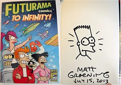✅ Signed Matt Groening Drawing Simpsons W/Business Card  PSA DNA Comic Con Book • $899