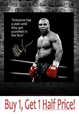 MIKE TYSON CANVAS ART PRINT - Red And Black Picture - FRAMED *Ready To Hang* • £56.99