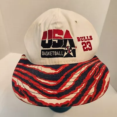 USA Basketball Hat Bulls 23 Michael Jordan 1992 Dream Team Snapback White Large • $27.85