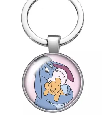 £3.95 • Buy Cute Disney Eeyore & Teddy Bear Round Silver Metal Keyring Gift, Winnie The Pooh