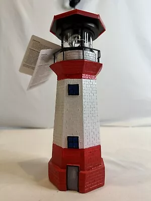 Boston Harbor Solar Rotating Lighthouse 10” Resin Cool Touch Bulb Red • $22.80