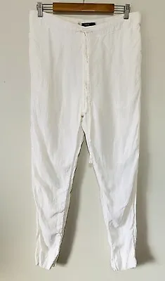 Bassike Size 0 White Linen Pants • $35