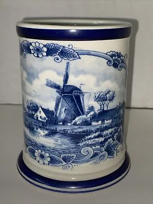 Hand Painted Porcelain DELFTS BLAUW Holland Beer Stein / Mug EUC 4.75” Tall • $14.99