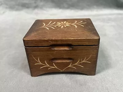 Vintage Mapsa Hand Carved Wood Music Box - Swiss Movement Plays Happy Birthday • $19.99