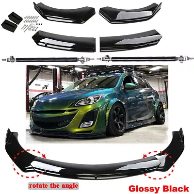 For Mazda 3 Mazdaspeed3 Front Bumper Lip/ Body Kit Spoiler+Splitter Gloss Black • $69.99