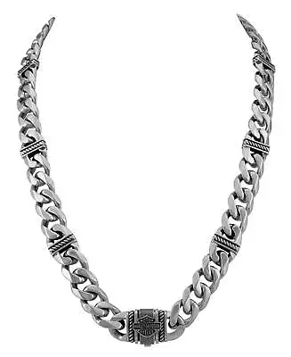 Harley-Davidson Men's Bar & Shield Curb Link Stainless Steel Metal Necklace • $149.95