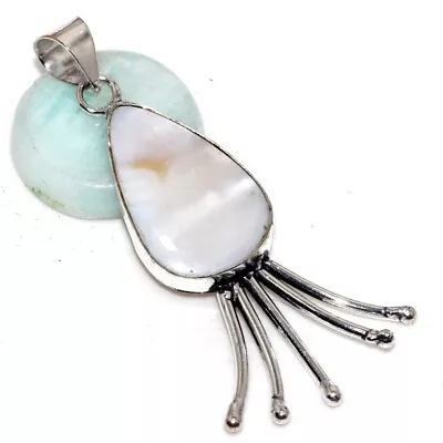 925 Silver Plated-Mother Of Pearl Ethnic Gemstone Pendant Jewelry 2.5  JW • $3