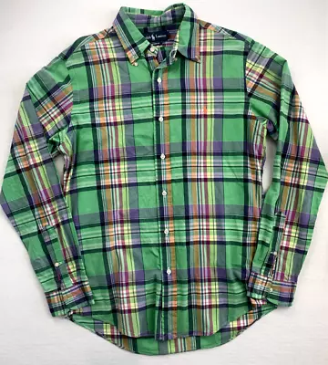 Ralph Lauren Mens Green Plaid Long Sleeve Button Up Shirt Size Medium • $39