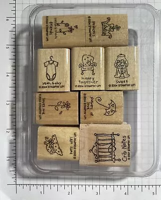 Stampin Up Wood Mounted Rubber Stamps Set Of 9 Baby Flowers Princess Etc. • $3.50