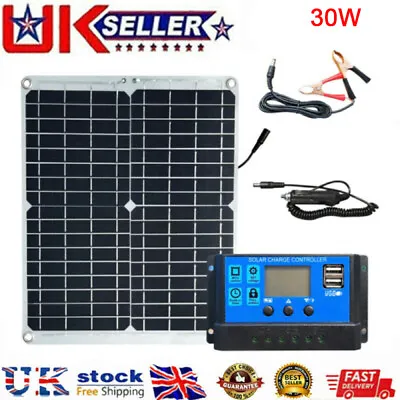 £28.99 • Buy 30Watt 30W Solar Panel Kit 12Volt Battery Charger RV Travel Trailer Camper Van