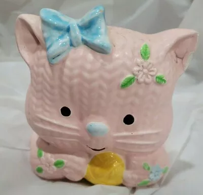 $11 • Buy  Rare Vintage Napco Vase Planter Pink Kitty Kitten Cat 553 Napcoware 
