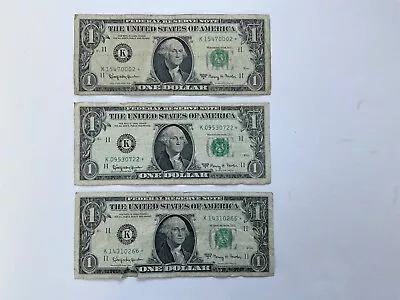 LOT Of 3  $1  DOLLAR Bill 1963 A STAR Note Circulated Dallas • $10.99