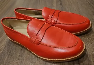 Women’s J Crew H8200 Penny Loafers Leather Red Size 8.5 NEW NWOB • $79.99