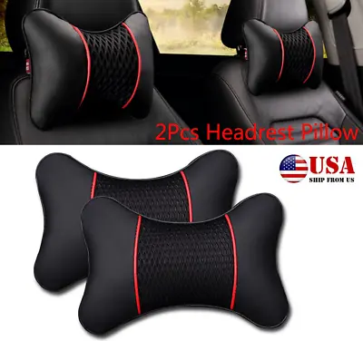 2Pcs For Car Auto Seat Pu Leather Pillows Headrest Neck Rest Cushion Support USA • $19.99