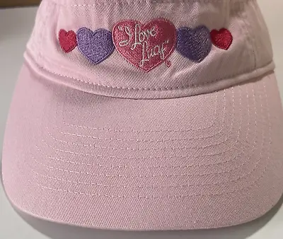 I Love Lucy Visor Hat Cap Pink Strap Back Womens Logo Hearts Ultra Club • $14.58